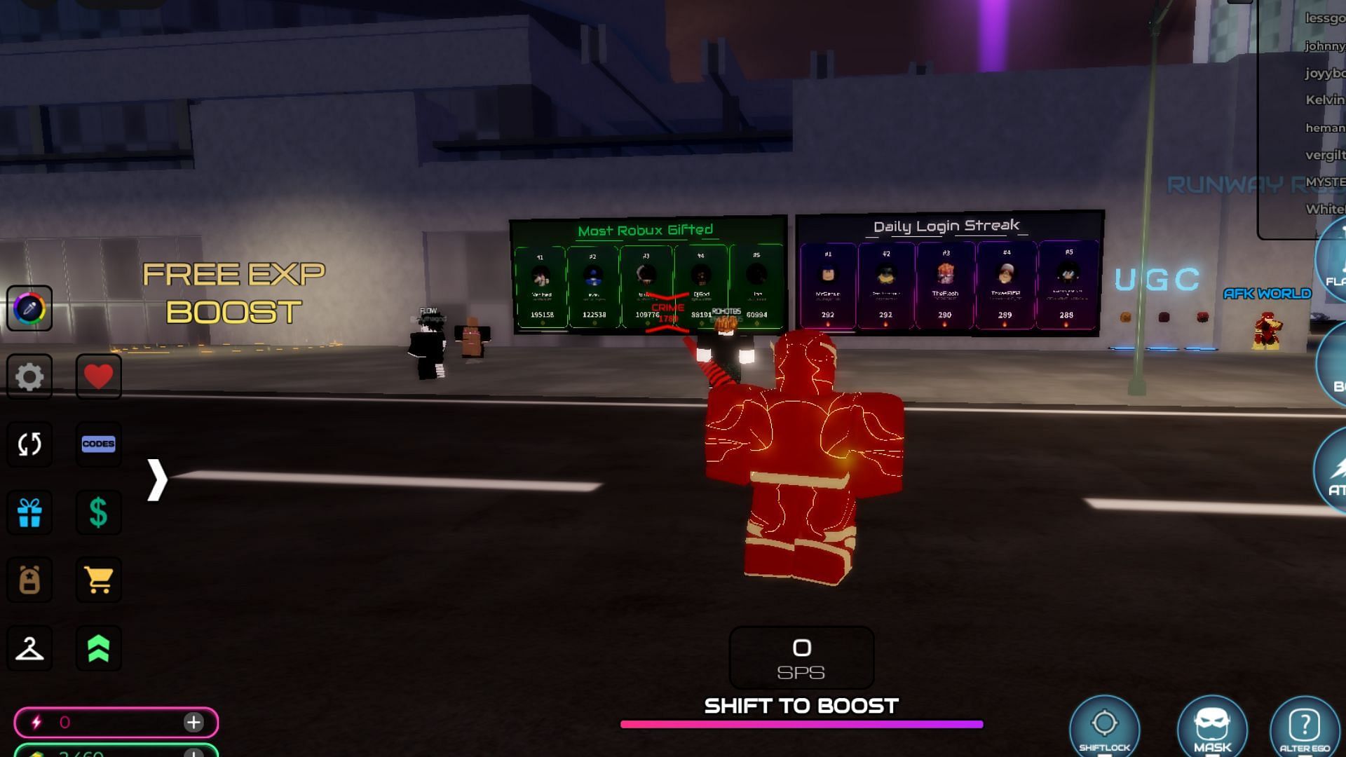 Tap on the gift icon to use free promo codes (Image via Roblox)